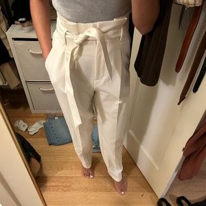 Zara white paperbag pants